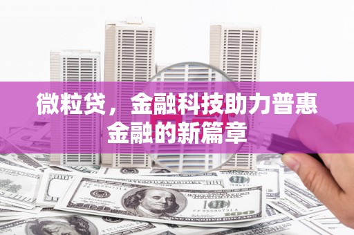 福海微粒贷，金融科技助力普惠金融的新篇章