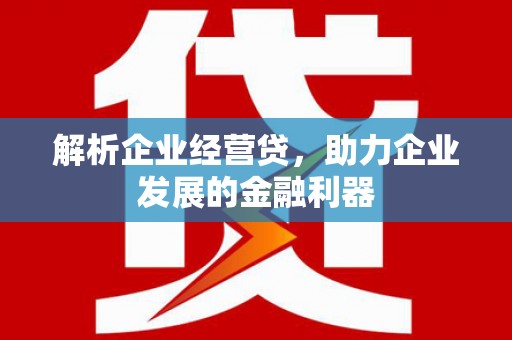 福海解析企业经营贷，助力企业发展的金融利器