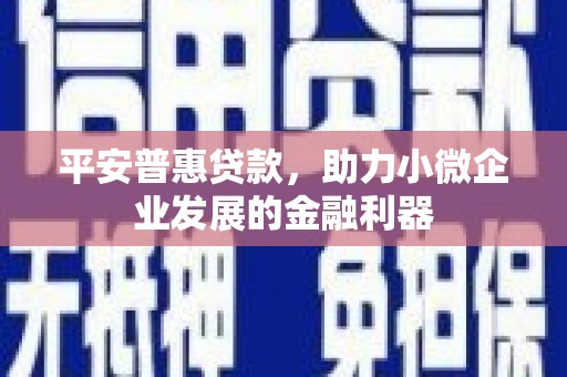 福海平安普惠贷款，助力小微企业发展的金融利器
